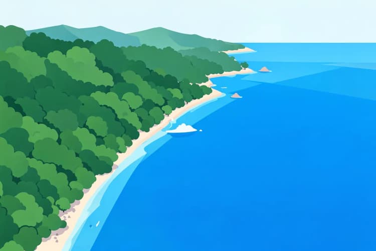 Vista aérea mostrando a costa de Ubatuba e São Sebastião