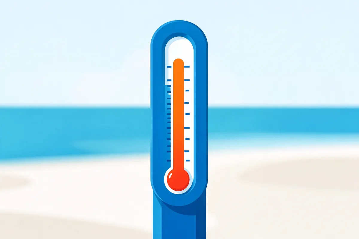 Termômetro mostrando a temperatura em uma praia de São Sebastião
